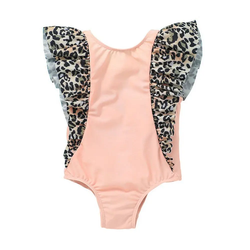 Maillot de bain une pièce imprimé léopard, pour bébé, princesse du soleil, vert uni, Bikini, pour enfant en bas âge