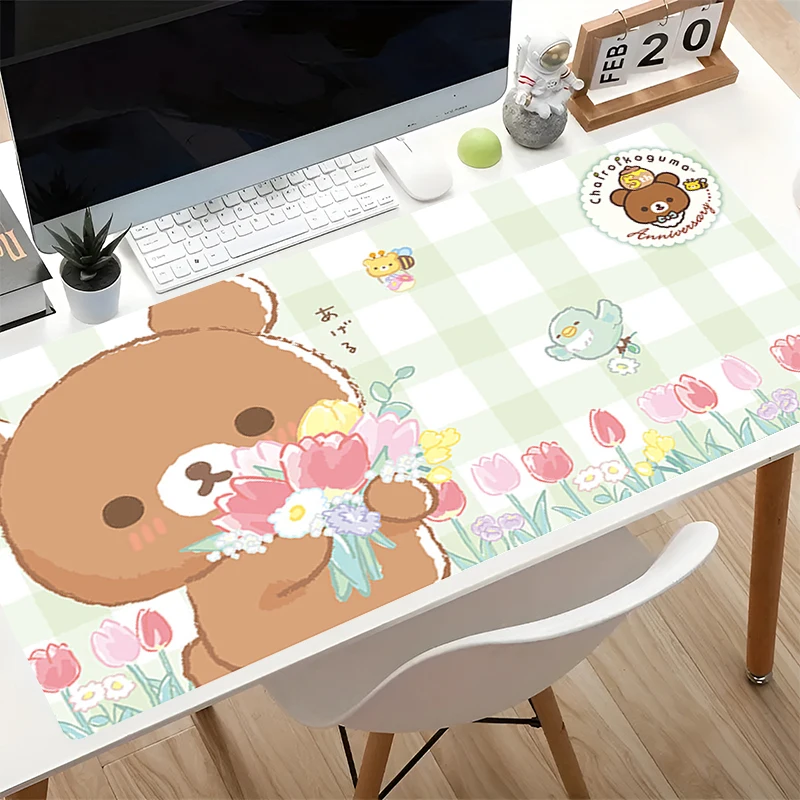 Cartoon Mouse Pad kawaii Little Bear desk mat Notebook Large Keyboard Desk K-korilakkuma R-rilakkuma Mousepad Gaming Desk Decor