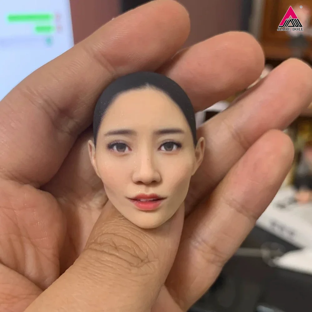 

Painted 1/6 1/12 Scale Beauty Asia Actress Girl Head Resin Model For 12'' 6'' Female Soldier Action Figure Body Doll