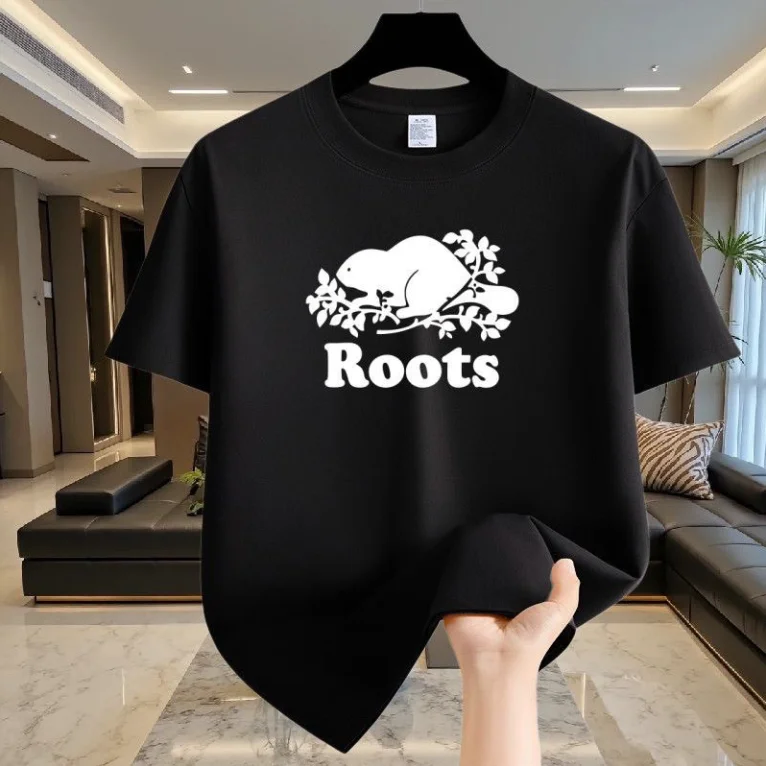 2027 Roots Beaver Silhouette Graphic Print Unisex T Shirt Crew Neck Short Sleeve Tee Casual Outdoor Streetwear Tops