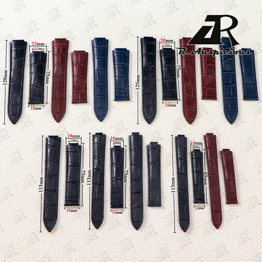 

Watch Accessories Genuine Leather Watchband For Blue Balloon/Tank London Solo Lychee Textured/Crocodile Pattern Cowhide Strap