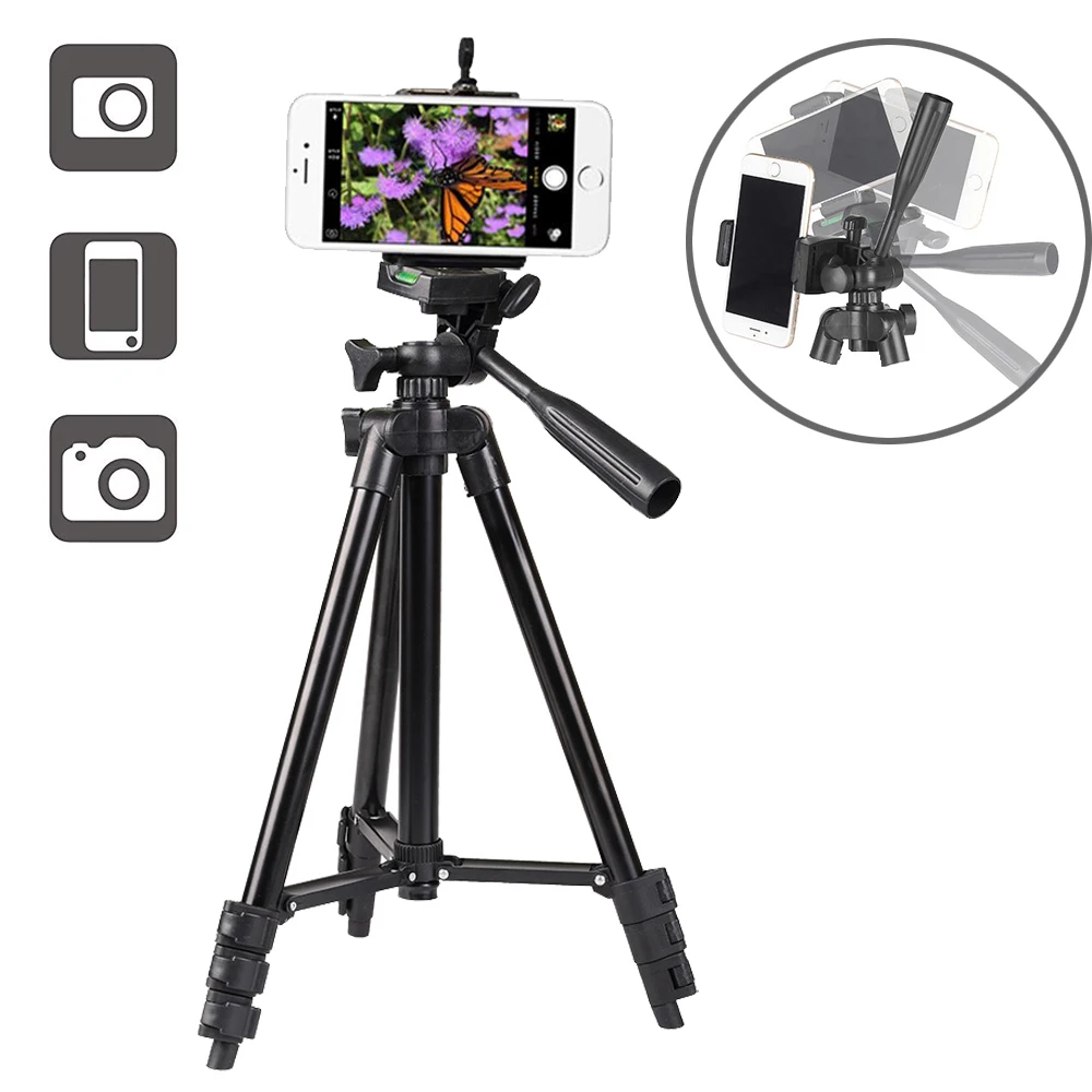 

Travel Portable DSLR Camera Tripode Stand Lightweight Tripod Aluminum Phone Holder for Samsung Note 10 iPhone 15 15 Plus 14 13