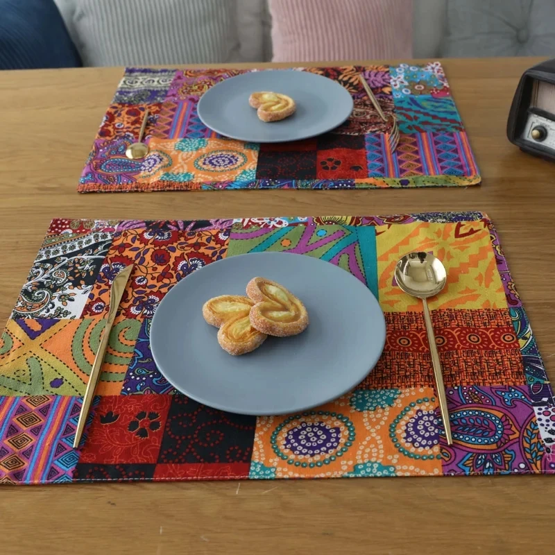 Bohemian Style Dining Table Heat-proof Pad Thickened Cotton Linen Dining Table Pad Retro Home Decoration Western Style Mat