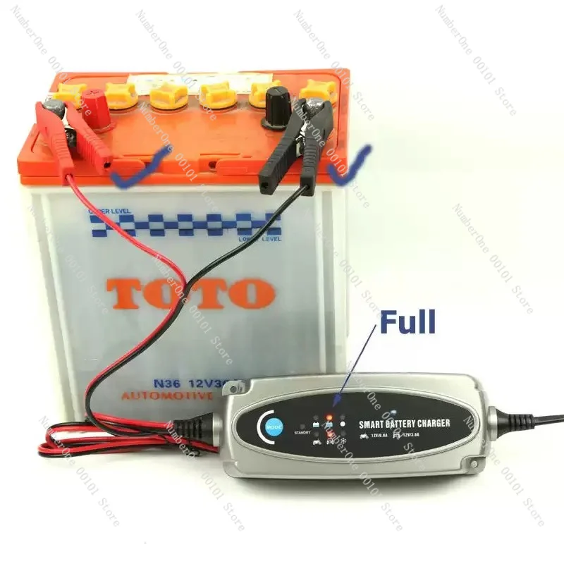 12V 0.8A/3.6A Stage Fully Automatic Smart Battery Charger Maintainer Rescue for All Types Lead Acid Batteries Of Car, Motorcycle