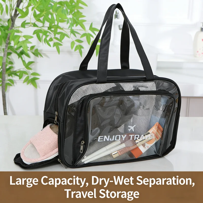 

Сумка для плавания сверхбольшой вместимости с разделением на сухую и влажную зоны, прозрачная пляжная сумка с отделением для обуви, сумка для хранения вещей для плавания, сумка-тоут