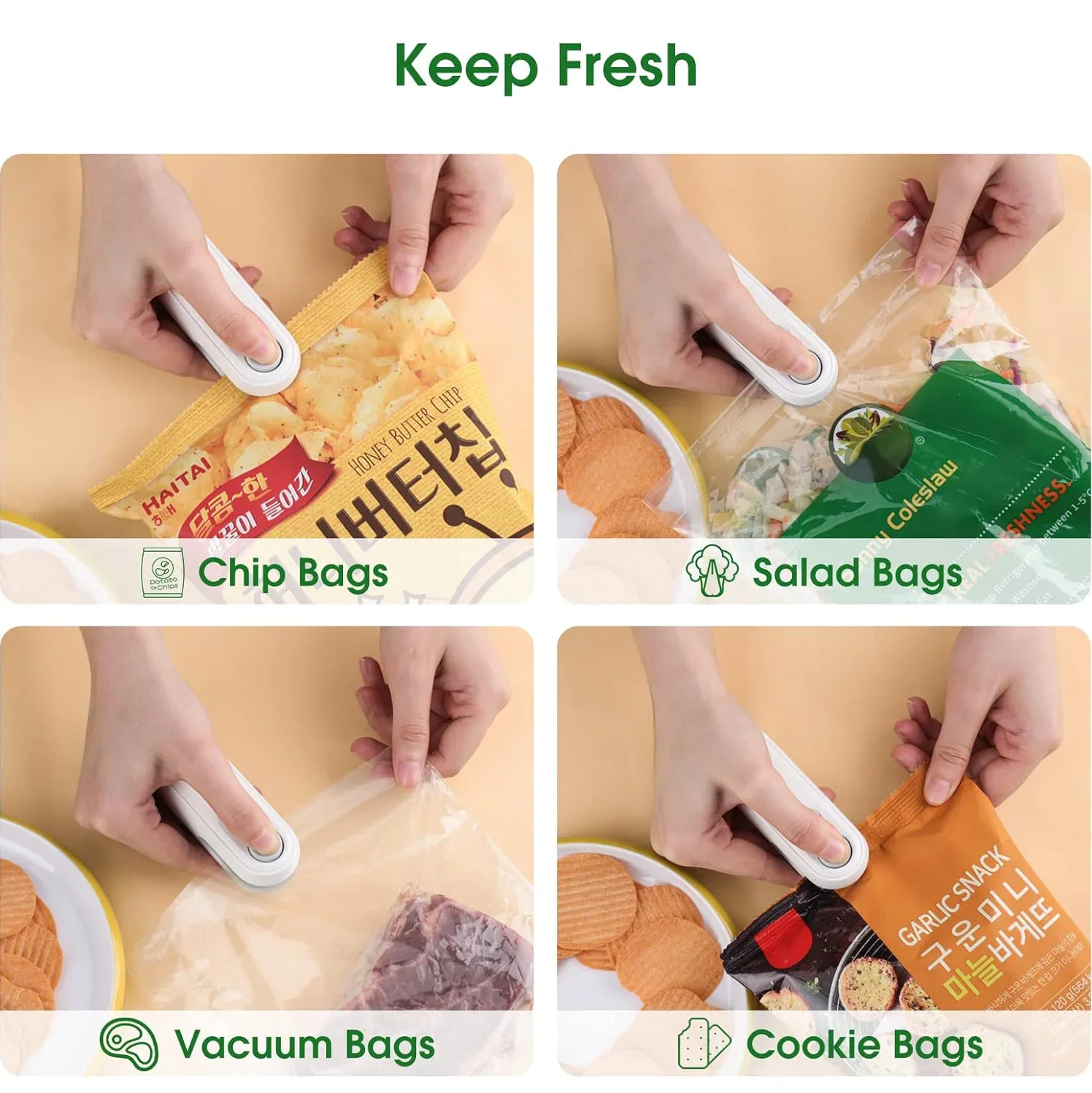 

Mini Sealing Machine USB Rechargable Heat Sealer Storage Bag Plastic Package Food Sealer Clip Bag Handheld Food Heat Sealer