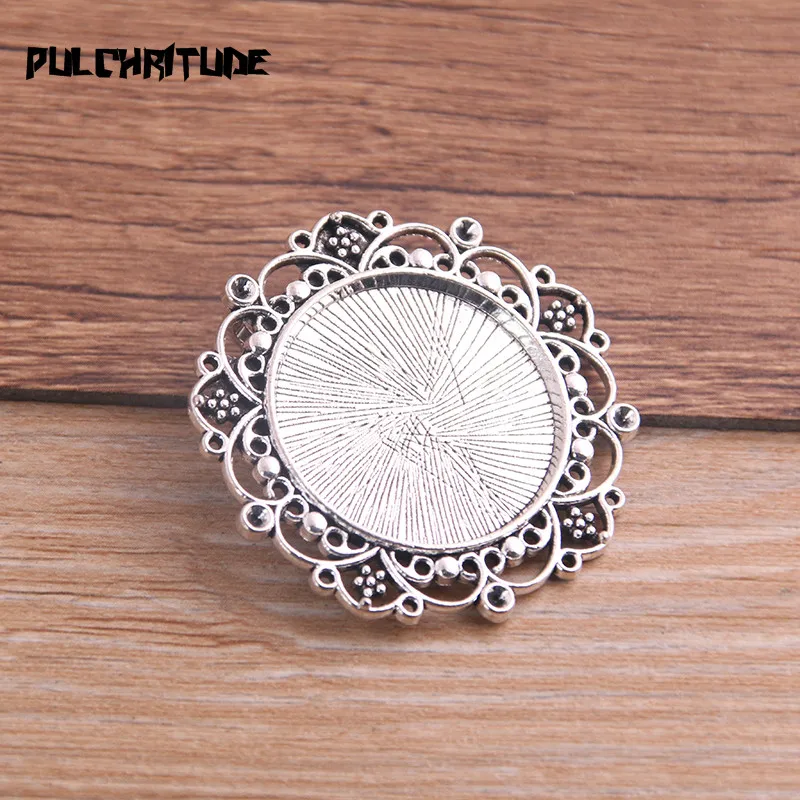 2pcs Vintage Two Color Round Cameo Filigree Cabochon Settings 39mm(Fit 25mm dia) Metal Photo Jewelry Making