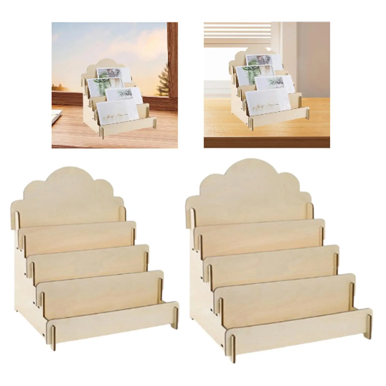 Greeting Card Display Stand Sports Cards Stand 4 Tier Easy Installation Greeting Card Rack for Coasters Bookshelves Bookmarks