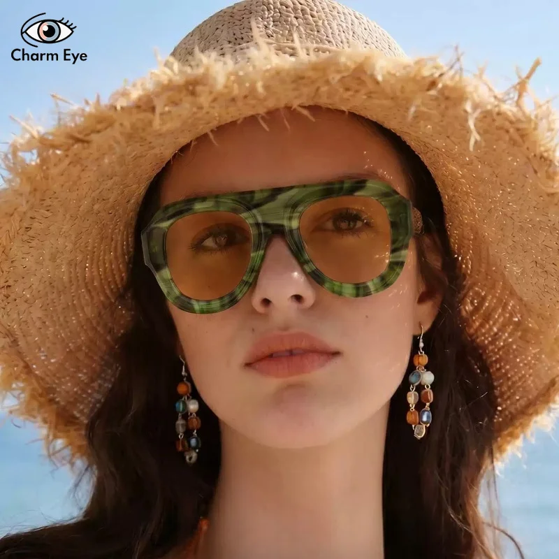 2026 Fashion Women Sunglasses Large Frame Square High-end Retro UV Resistant Eyeglasses Men Personalized Acetate Sun Glasses