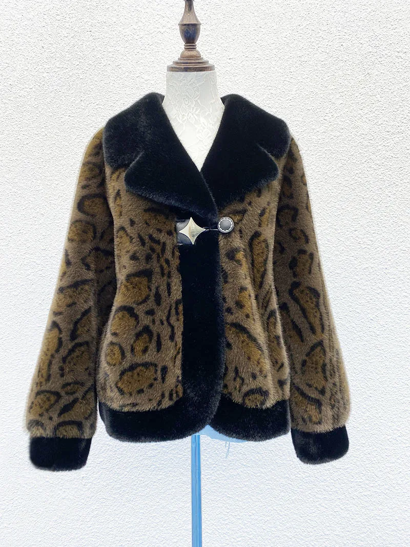 ZADORIN สไตล์เกาหลี Designer Mink เสื้อผู้หญิงเสือดาวพิมพ์แขนยาว Fluffy Faux FUR JACKET ผู้หญิงฤดูหนาว Coats Overcoat