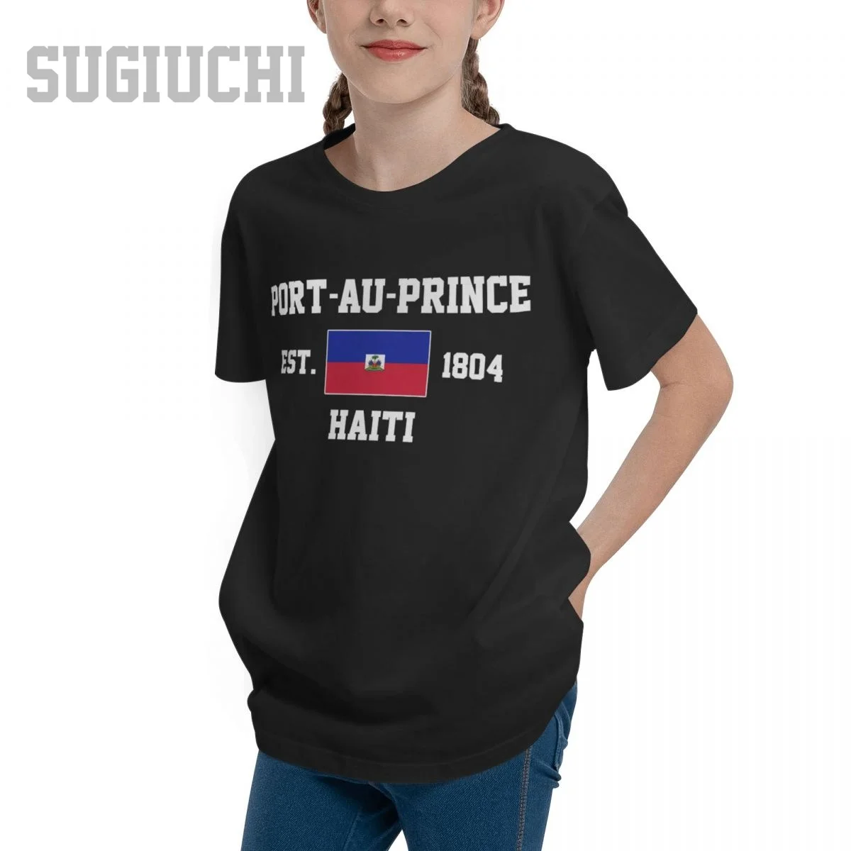 Unisex Youth Boy/Girl Haiti EST.1804 Port-au-Prince Capital T-shirt Kids tshirt tee 100% Cotton T Shirt o-neck short Children