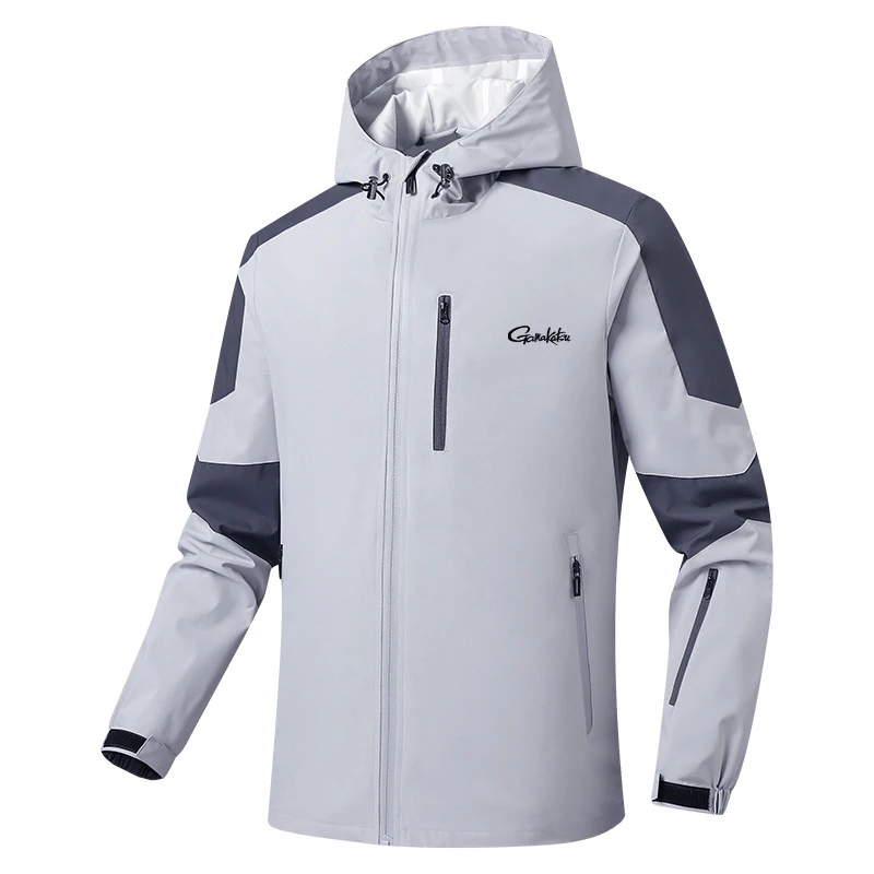

Gamakatsu Men Waterproof Windproof Hooded Outdoor Sports Casual Jacket Lightweight Fashion Coat for Hiking Running Travel Spring