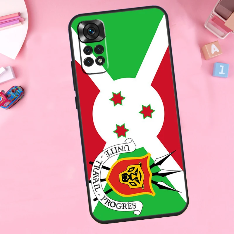 Burundi National Flag Coat Of Arms Case For Xiaomi Redmi Note 12 8 9 10 11 Pro Note 12S 11S 10S 9S 8T Redmi 12 9 10 C Cover