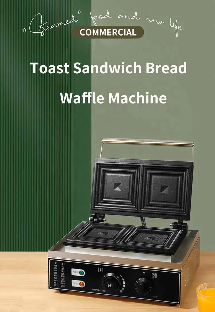 Snack Equipment 2 Slicer Commercial Sadwich Bread Machine Panini Press Grill Bread Toaster Waffle Machine