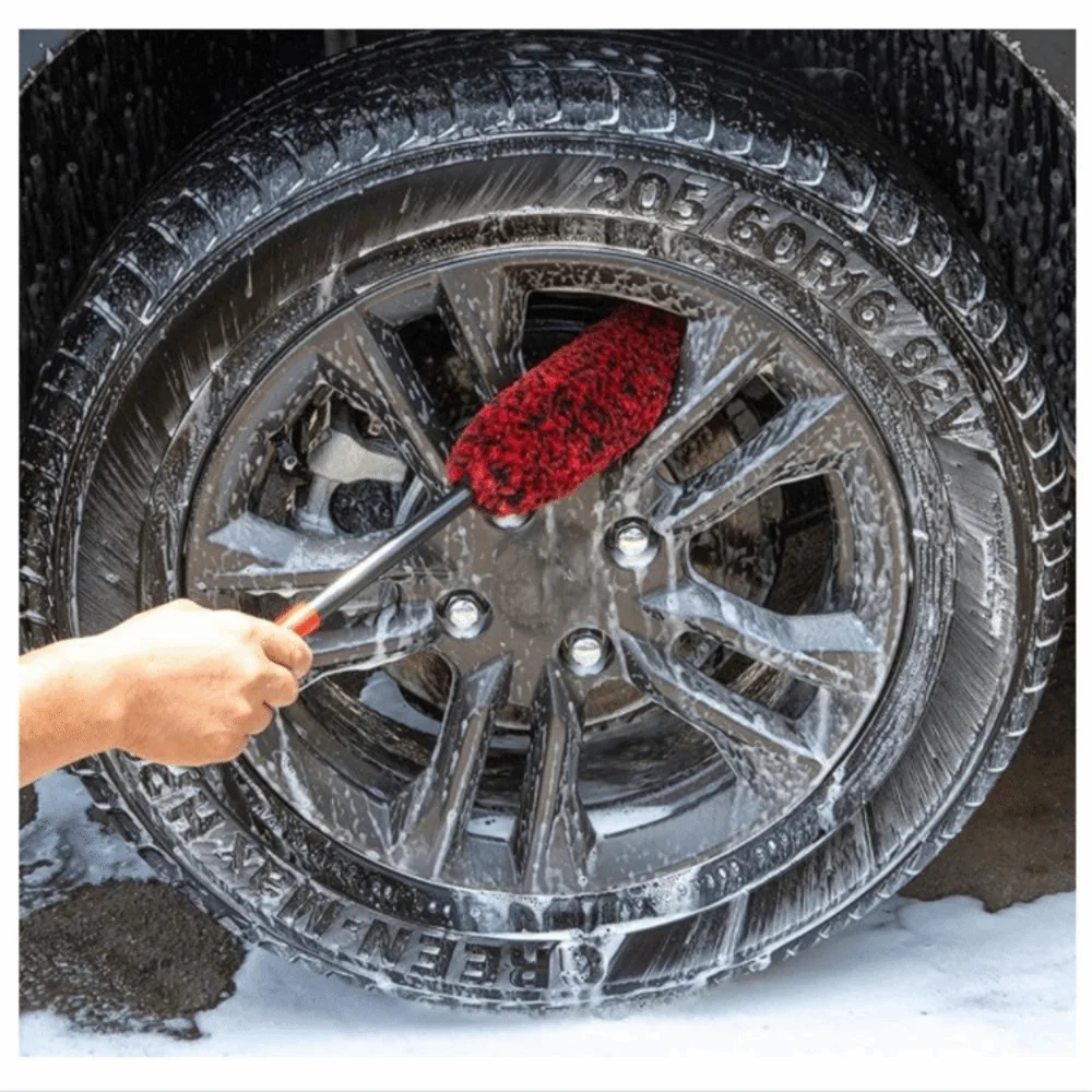 Bendable Design Car Wheel Detailing Brush Long Handle Woolies Auto Wheel Woolies Brushes Material Car Rim Tire Wash Brushes