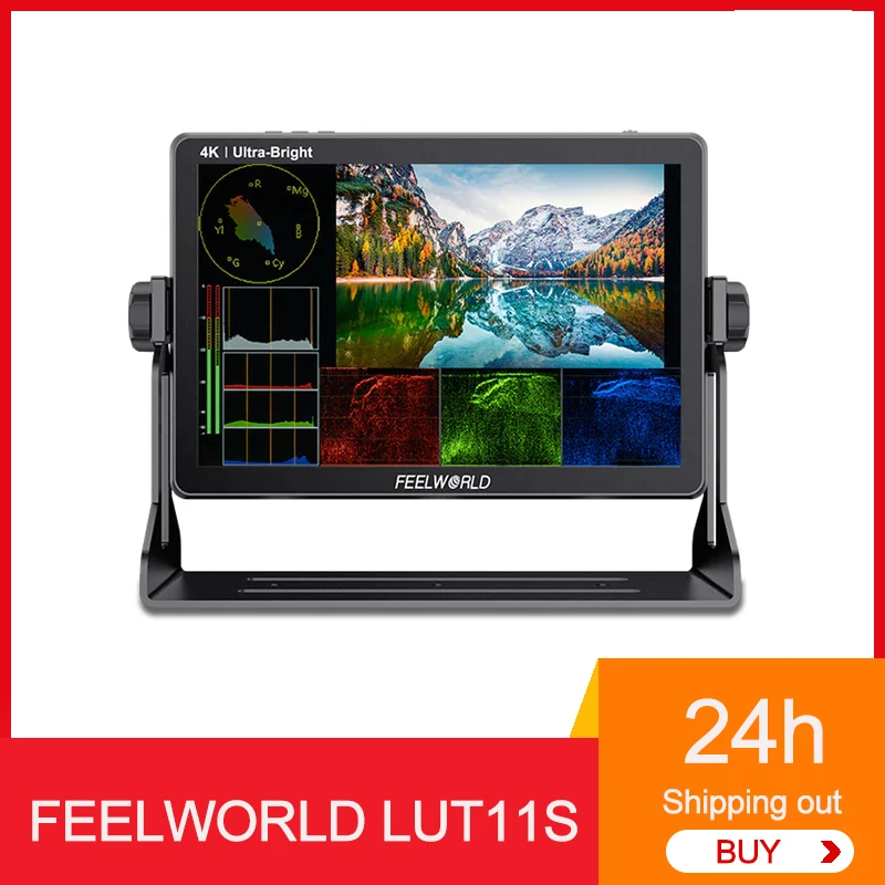 FEELWORLD LUT11S 10.1 Inch Monitor 2000nit Ultra Bright IPS Touch Screen 3DLUT 3G-SDI HDMI-Compatibled For DSLR Camera