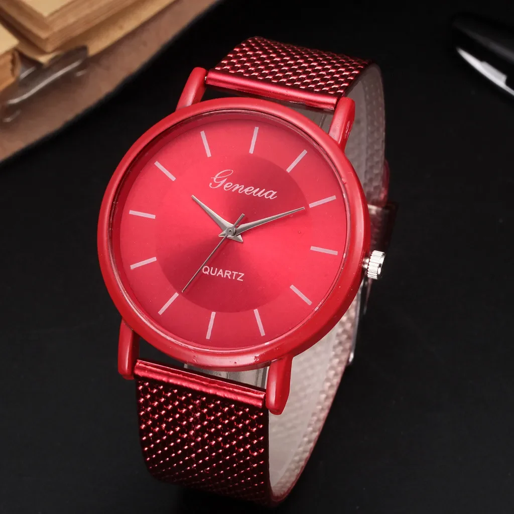 Elegant Rose Gold Big Round Dial Watch Female Simple Temperament Student Waterproof High-level Female Luxury Watch for Women New