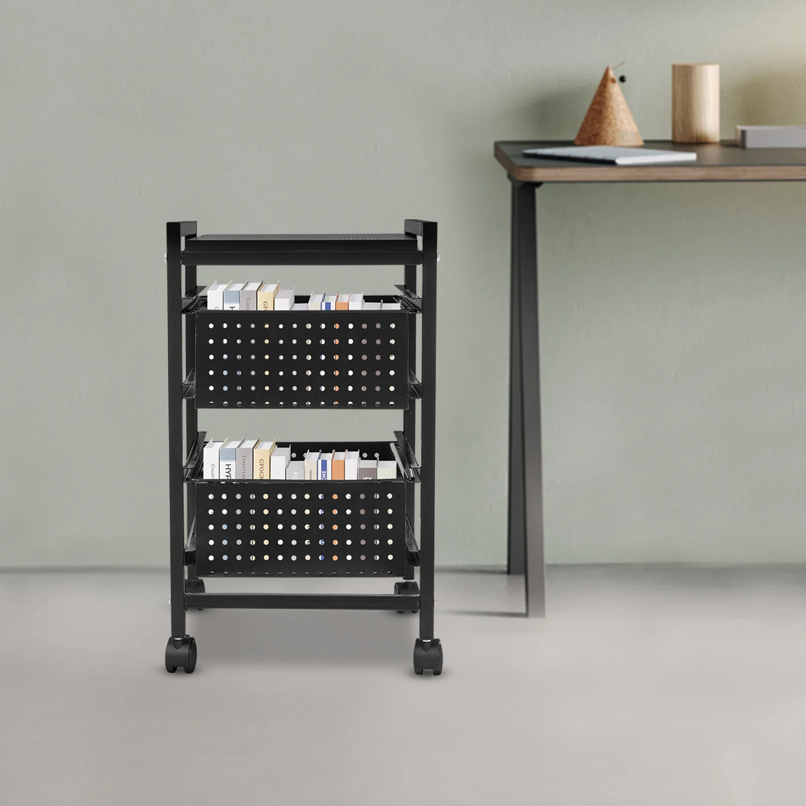 عربة درج تخزين الملفات المتنقلة على عجلات، منظم الملفات متعدد الأغراض للوازم المكتبية والمستندات والمزيد