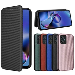 For Moto G54 5G Case Carbon Fiber Flip Leather Case For Motorola Moto G54 MotoG 54 Business Magnetic Wallet Card Slot Slim Cover