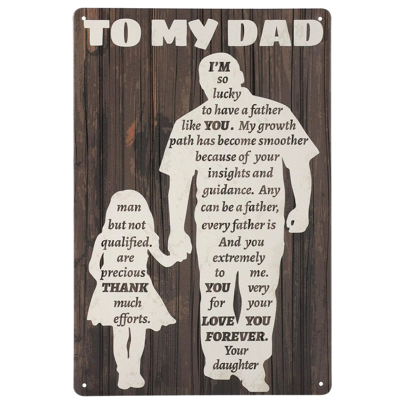 To My Dad Metal Sign, 11.81x7.87 Inch To My Dad Sign From Daughter Waterproof To My Dad Tin Sign Birthday Gift for Dad Father