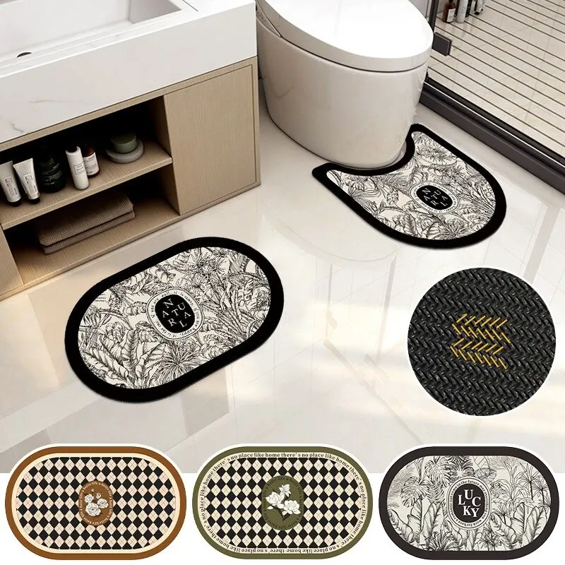 Dirty Resistant Foot Mats Absorb Water and Are Easy to Dry with Diatomaceous Mud Floor Mats. Household Washable Anti Slip Mats