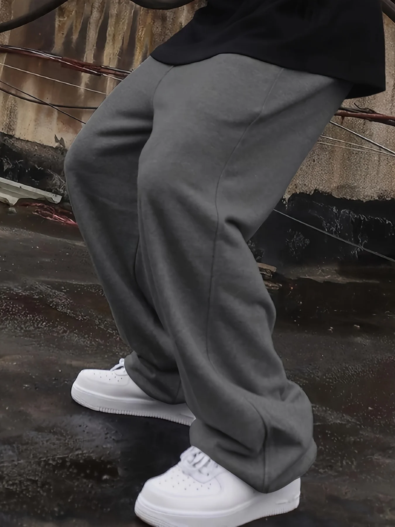 

Men's Breathable Jogging Pants, Casual Straight Leg Sports Pants, Elastic Waistband Suitable for Daily Outdoor Activities