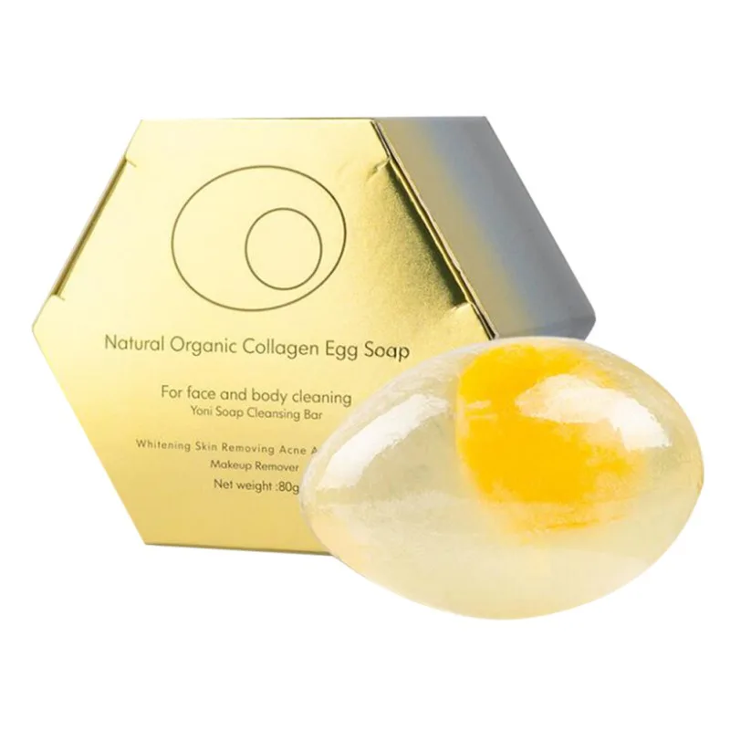 80g Handmade Egg Soap Collagen Face Body Clean Nourishing Bath Acne Pores Shrink Oil Control Moisturizing Hydrate Smooth Health