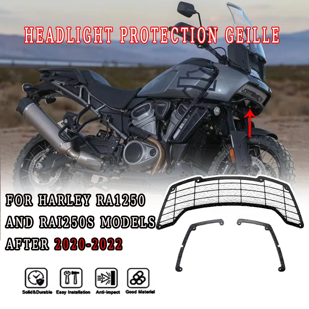 

For Harley PAN AMERICA 1250 S RA1250 S ADV 2020-2022 NEW Black Motorcycle Headlight Guard Protector Light Grill Cover