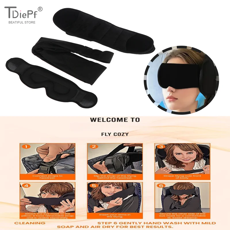 

1 комплект, подушки для путешествий по полетам, подушка для шеи с эффектом памяти, маска для глаз, удобный дышащий чехол, моющийся в машине, дорожный комплект для самолета