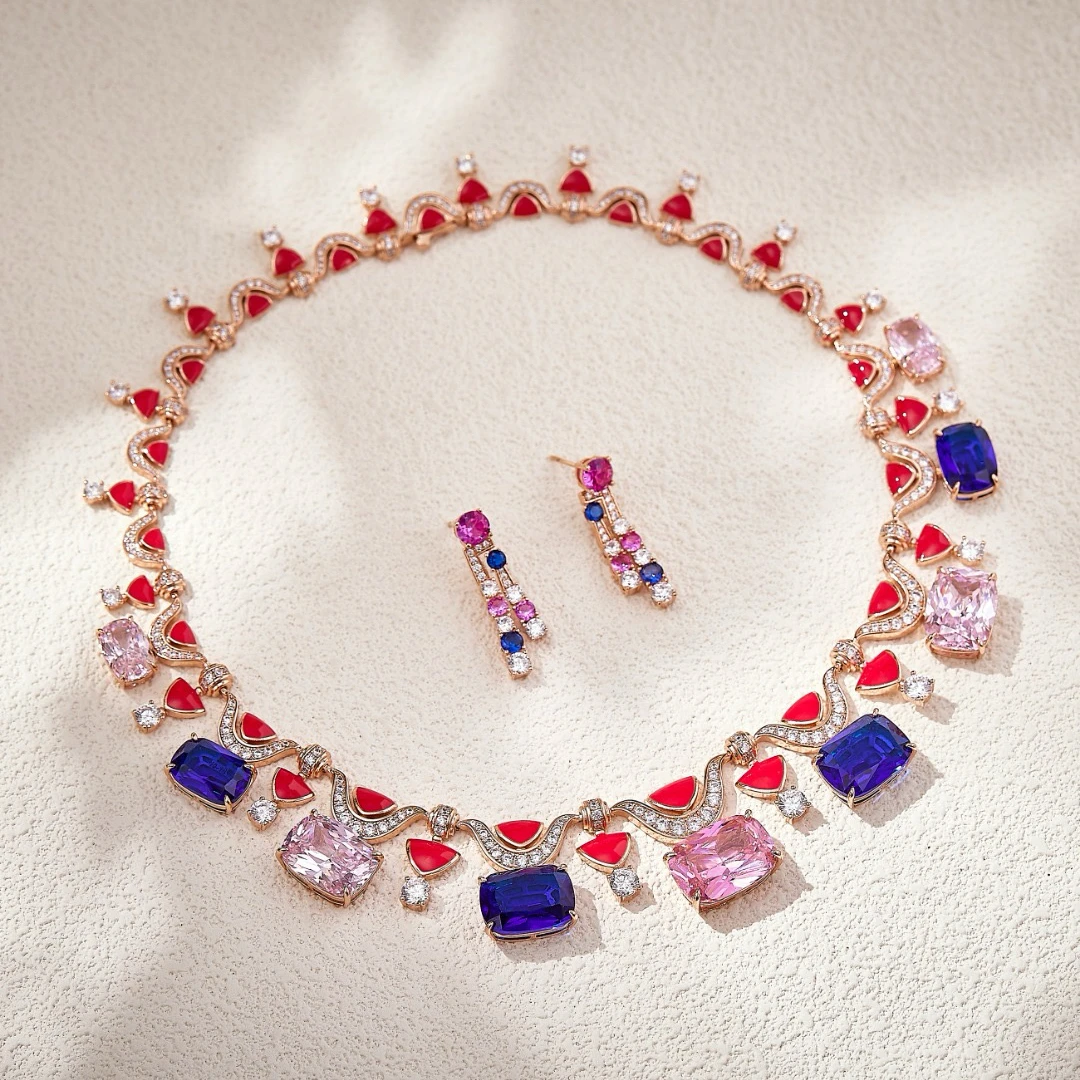 

EYER Luxury Temperament AAA Zircon Colorful Necklace Choker Drop Earrings For Women Wedding Party Evening Dress Jewelry Sets