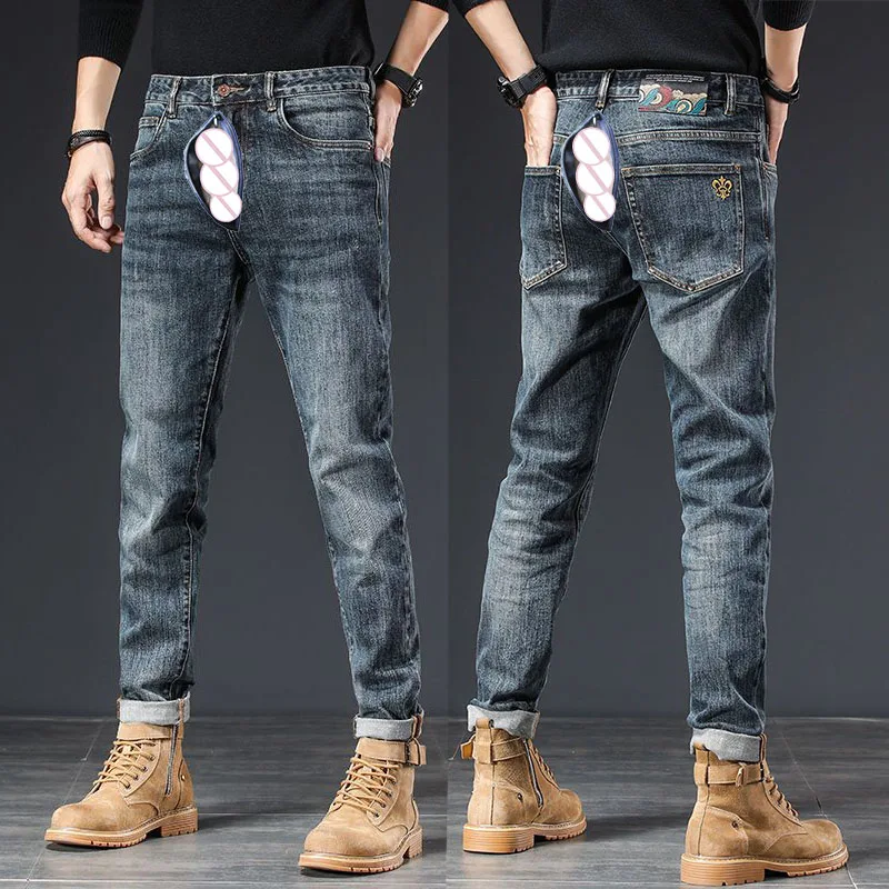 Invisible Open Crotch Outdoor Sex 2023 Men Stylish Jeans Pants Slim Straight Denim Clothes Men Fashion Skinny Trousers Clothes