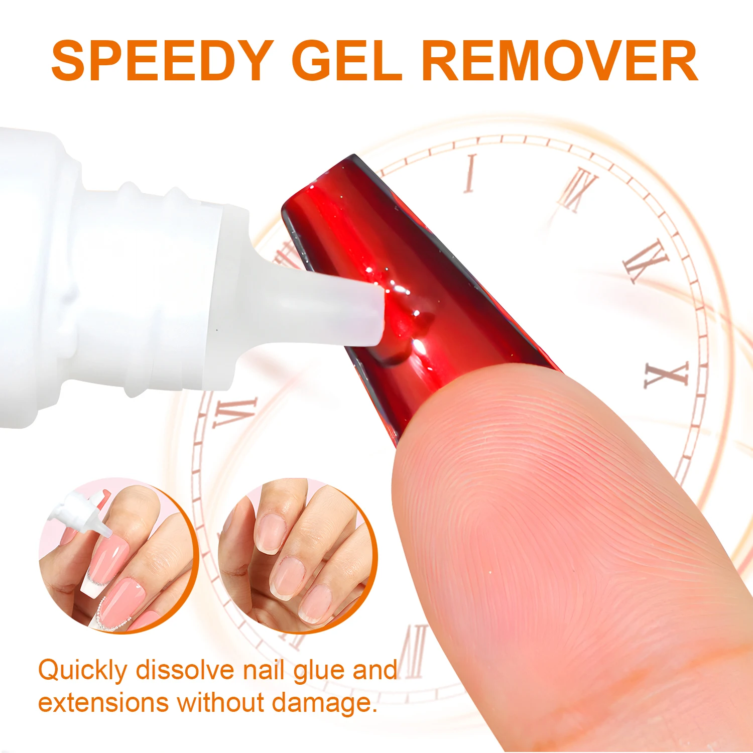 TWOING Falsche Nagelspitzen, feste Klebstoffe, Gel-Entferner, Nagelflüssigkeit, leicht zu weich, Entferner zum Aufdrücken der Nägel, Gel-Entferner-Werkzeuge mit gefälschten Spitzen