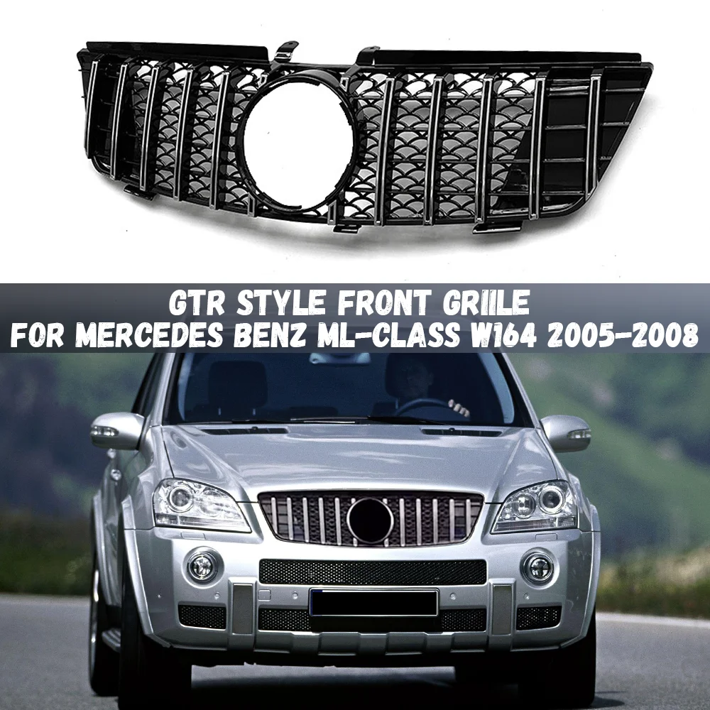 

GTR Style Front Radiator Grille Inlet Grill For Mercedes Benz ML-Class W164 ML320 ML350 ML500 2005-2008 Middle Mesh Grid
