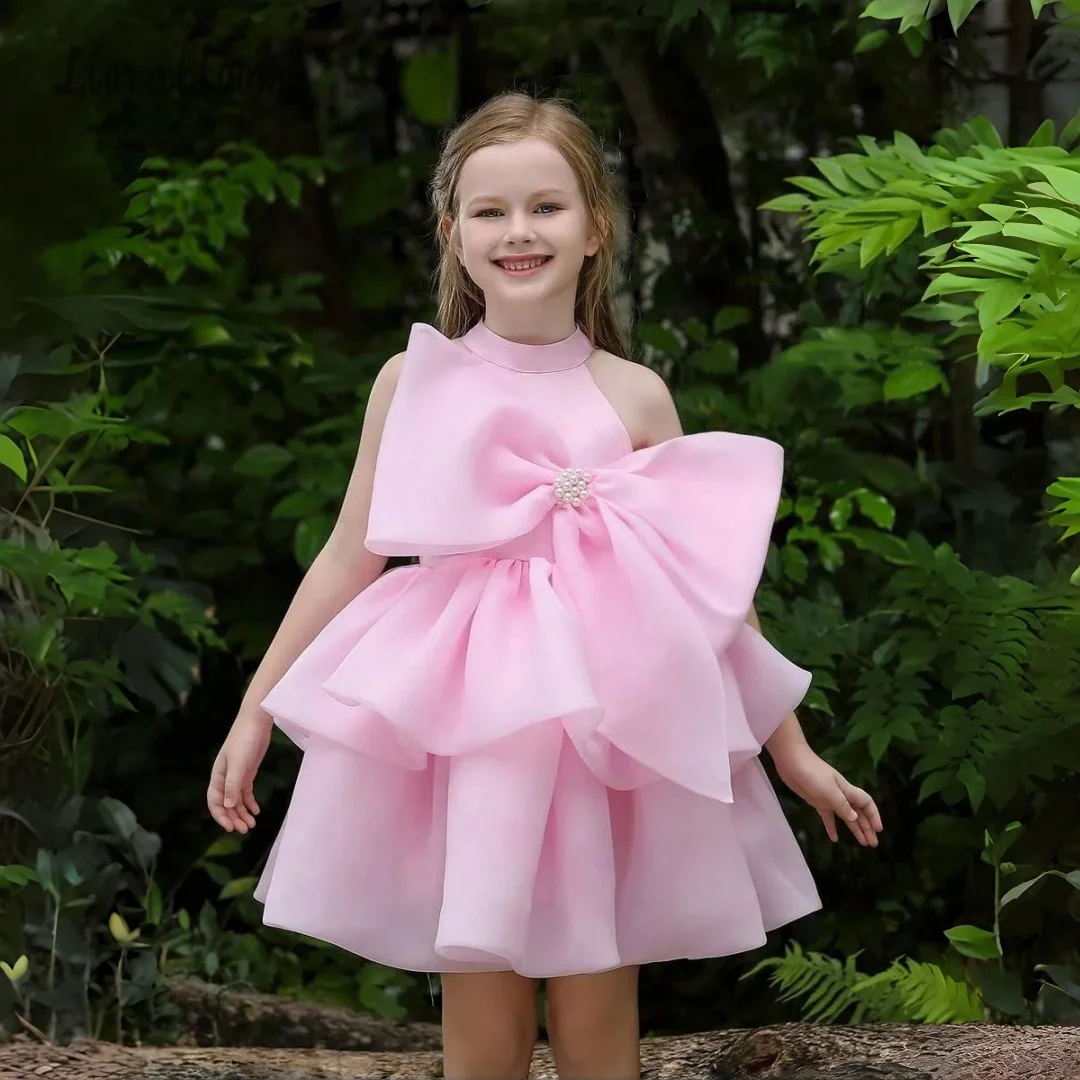 Customized Flower Girl Dress Simple White Formal Dress Off-the-Shoulder Dress Bow Skirt Wedding Party Attire свадебное платье