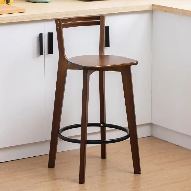 T-9 Bar Chair Nordic Solid Wood Modern Simple Creative Bar Stool New Chinese Balcony Home Light Luxury Back High Chair