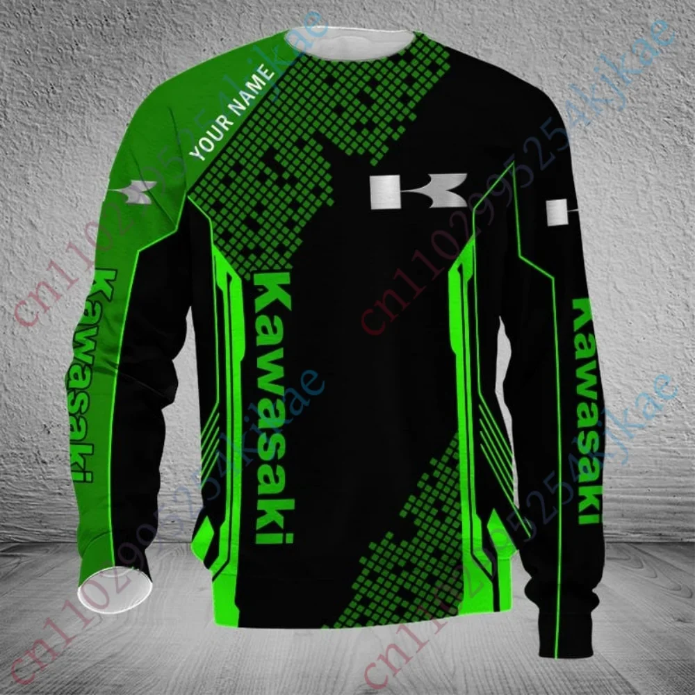 

Kawasaki T Shirt For Men's Clothing Harajuku Oversized T-shirt Casual Round Neck Long Sleeve Sweatshirt Luxury 3D Printing Top