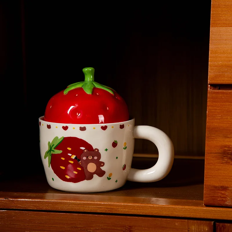 

1pc Cartoon Ceramic Cup for Girls with High Appearance and Youthful Heart Casual and Creative Mug Drinking Utensils