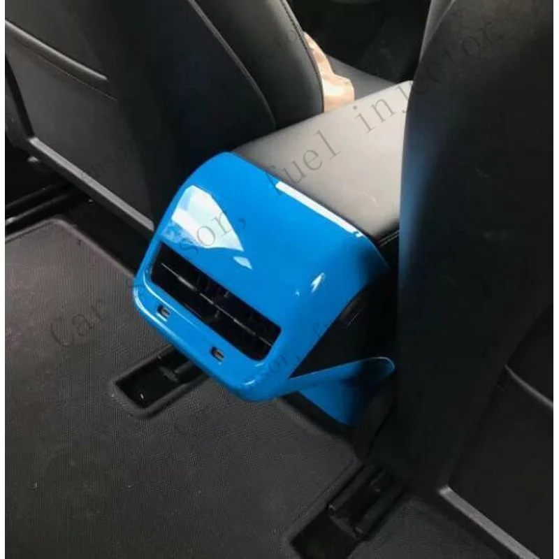 Q+ For Tesla Model 3 Y 2017-2021 ABS Blue Car Rear Air Outlet Vent Cover Trim 1pcs