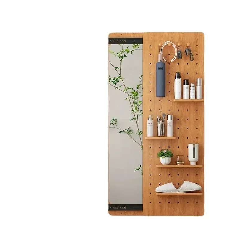 Solid wood wall-mounted wall mirror, full body, hidden push-pull full-length mirror, household bedroom