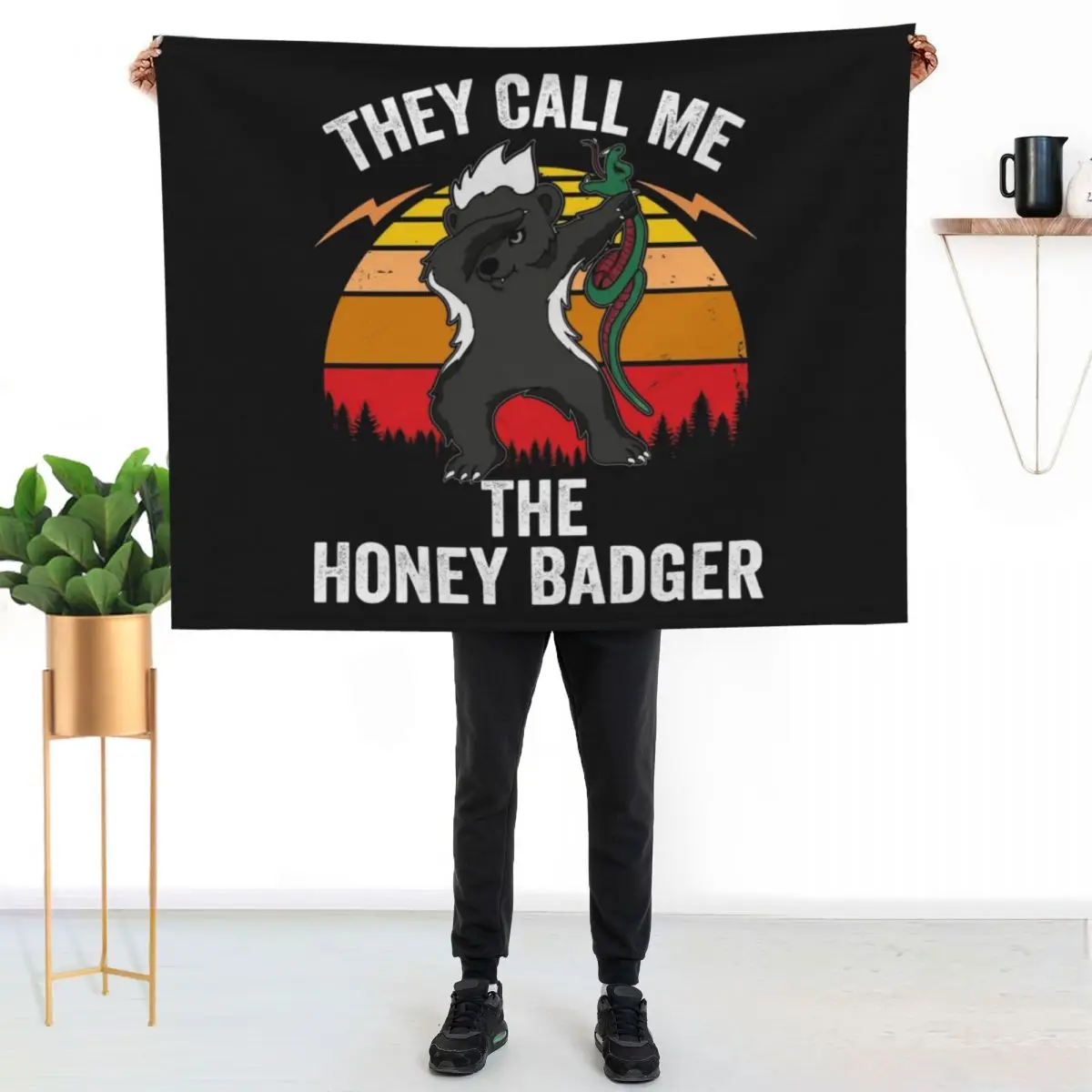 They Call Me Honey Badger graphic Dabbing Animal Lover Retro design Throw Blanket Quilt Decorative Throw Blankets