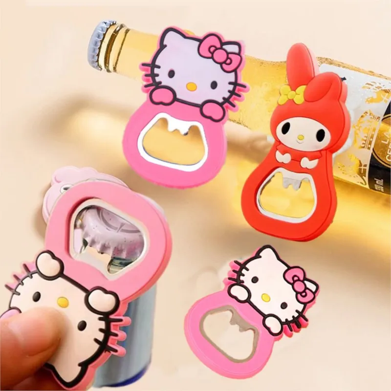 Hellos Kittys Silicone Bottle Opener Bottle Opener with Refrigerator Sticker Cartoon Pvc Soft Glue Bottle Opener Logo House Item