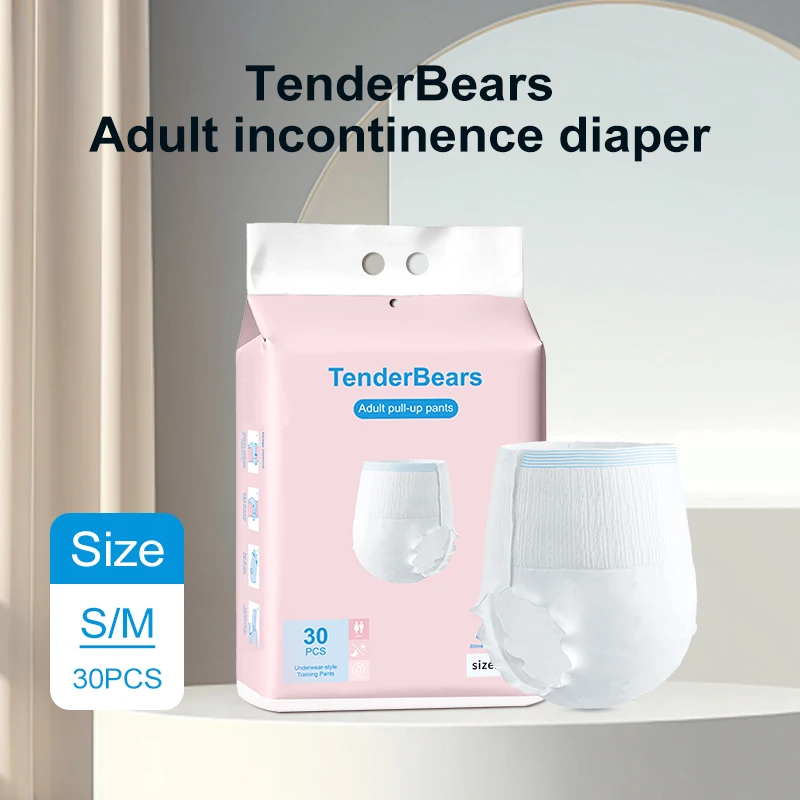 Tenderbears, m Size, 30 Pieces of Adult Pull-Up Pants, Diapers for the Elderly, Underwear-Style Diapers, Diapers for Men and Women and the Elderly