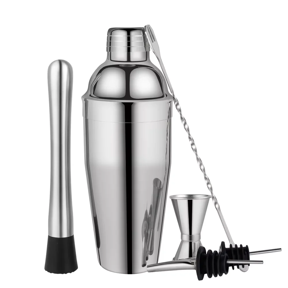 Juego de coctelera de 6 uds., Kit de barman, juego de coctelera de Martini de acero inoxidable de 750ML, juego de herramientas para mezclar Bar Martini