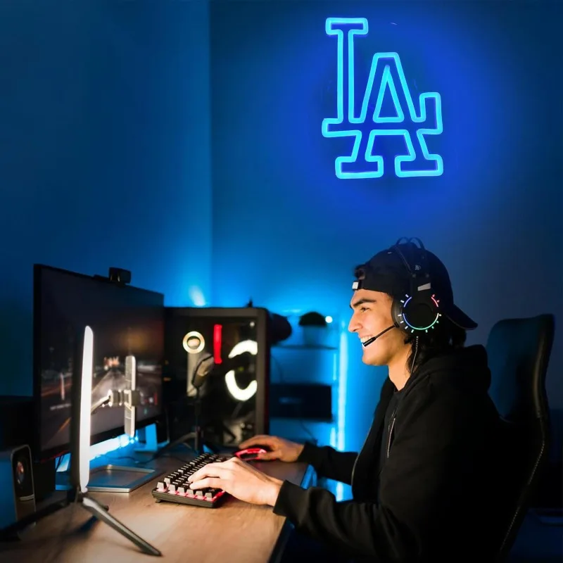 Imagem -06 - Dimmable Baseball Team Neon Luz Festa Bar Homem Caverna Jogo Room Decor Birthday Gift Azul 5v Usb