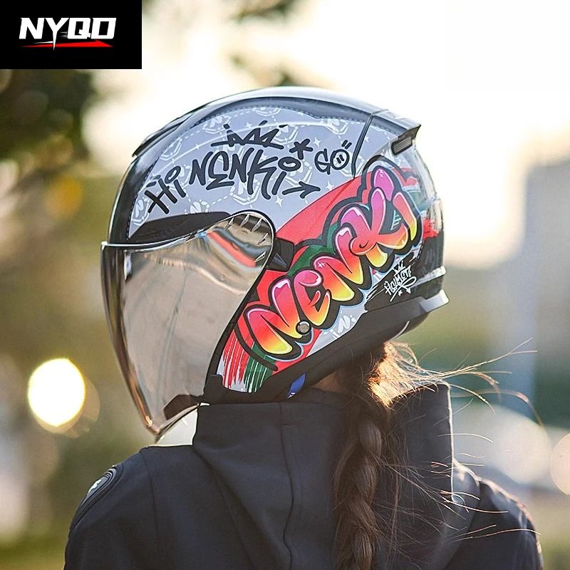 

Motorcycle Locomotive Vintage Cruise Summer Sunscreen Three Quarters Helmet Half Helmet casco moto cascos para moto