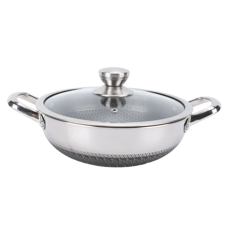 

Сковорода с антипригарным покрытием, безопасная для посудомоечной машины, сковорода, индукционная плита, газовый диапазон, совместимая, двухсторонняя сотовая сковорода с крышкой 316,