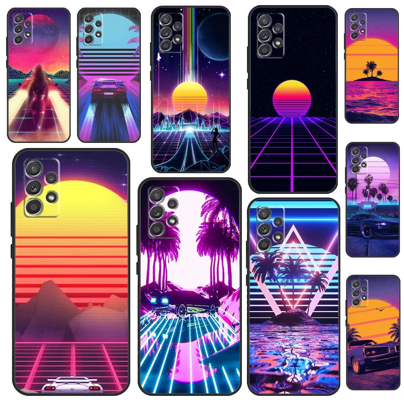 Vaporwave 80's Retro Neon Synthwave Cover For Samsung A32 A12 A52 A72 A21S A20e A02S A20S A30 A40 A50 A70 A31 A51 A71 Case