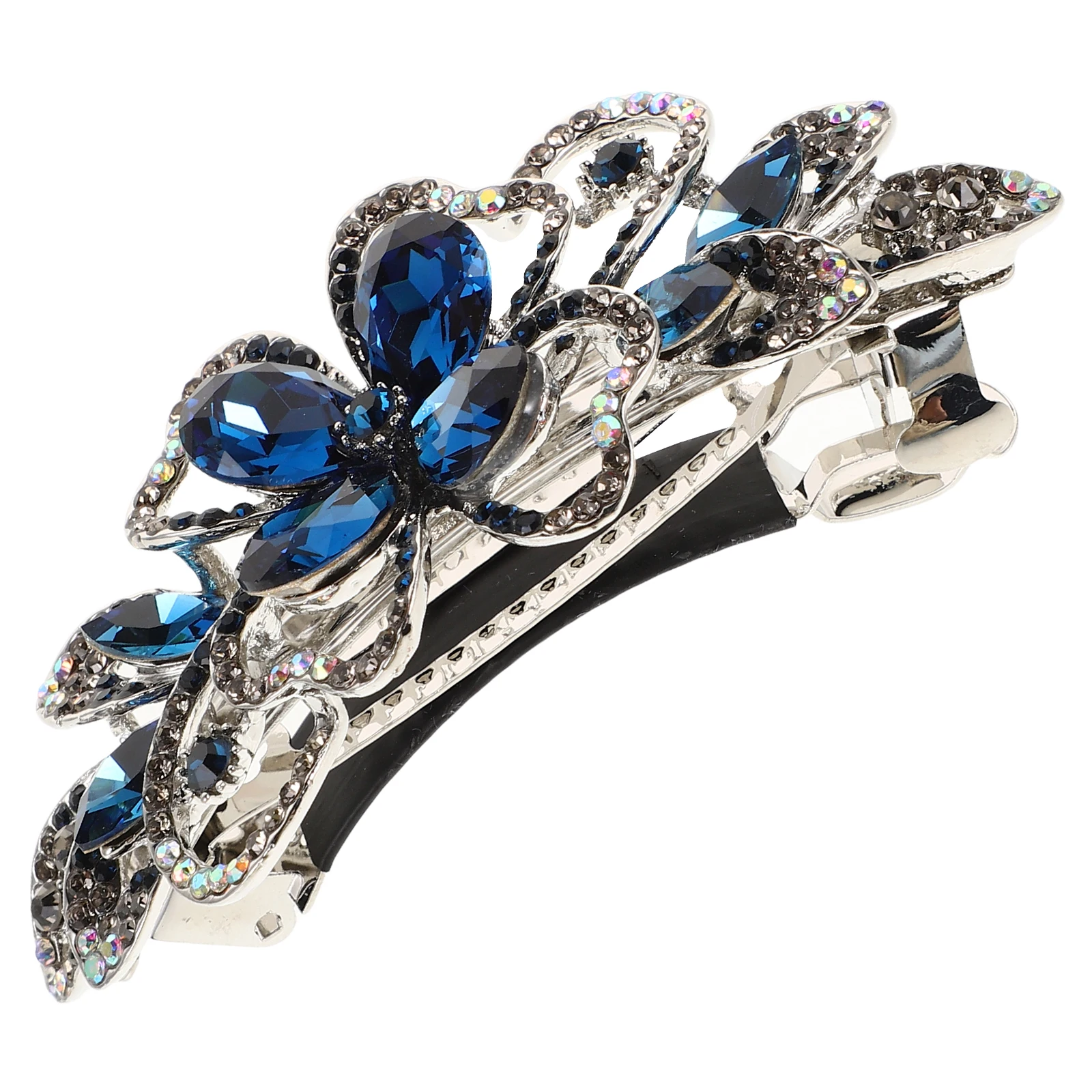 

Crystal Rhinestone Clip Women Non Damaging Spring Barrette Accessories Blue Color Easy Use Crystal Hair Clip Hairpin
