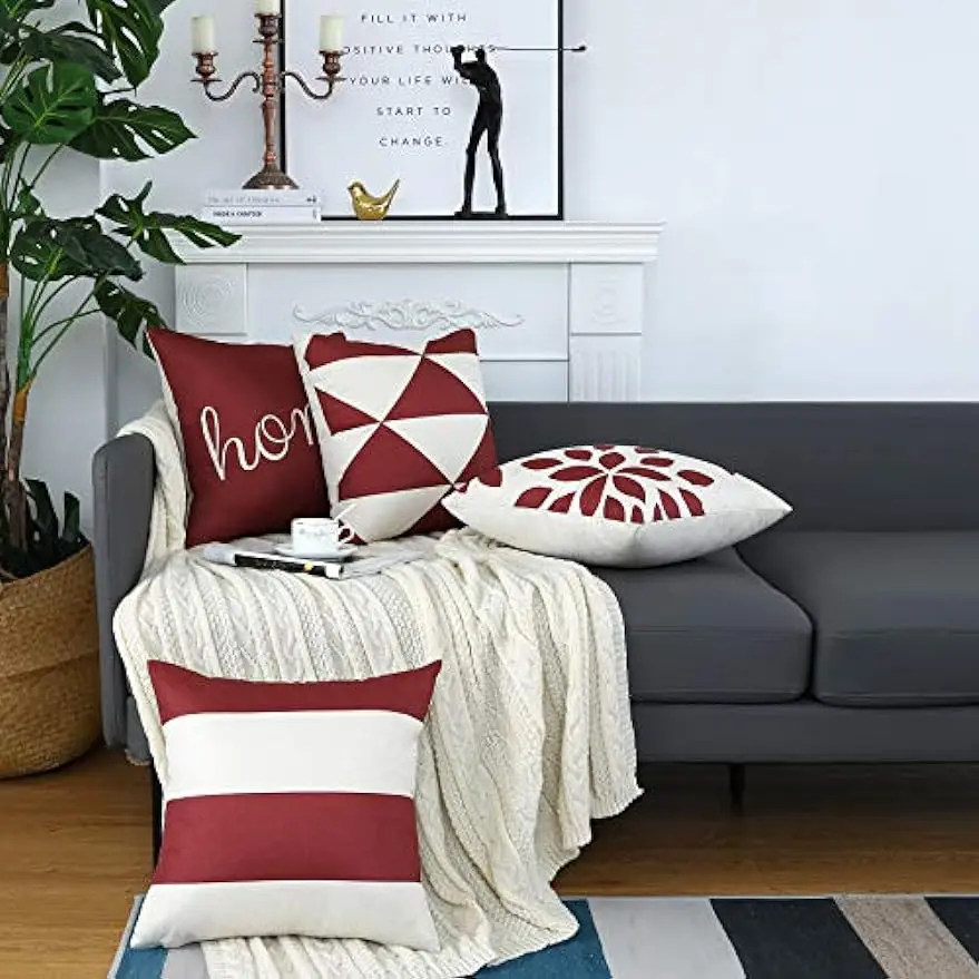 Red geometric modern decorative cushion cover for pillows living room sofa cushion cover 45x45 cm pillow case  home decor