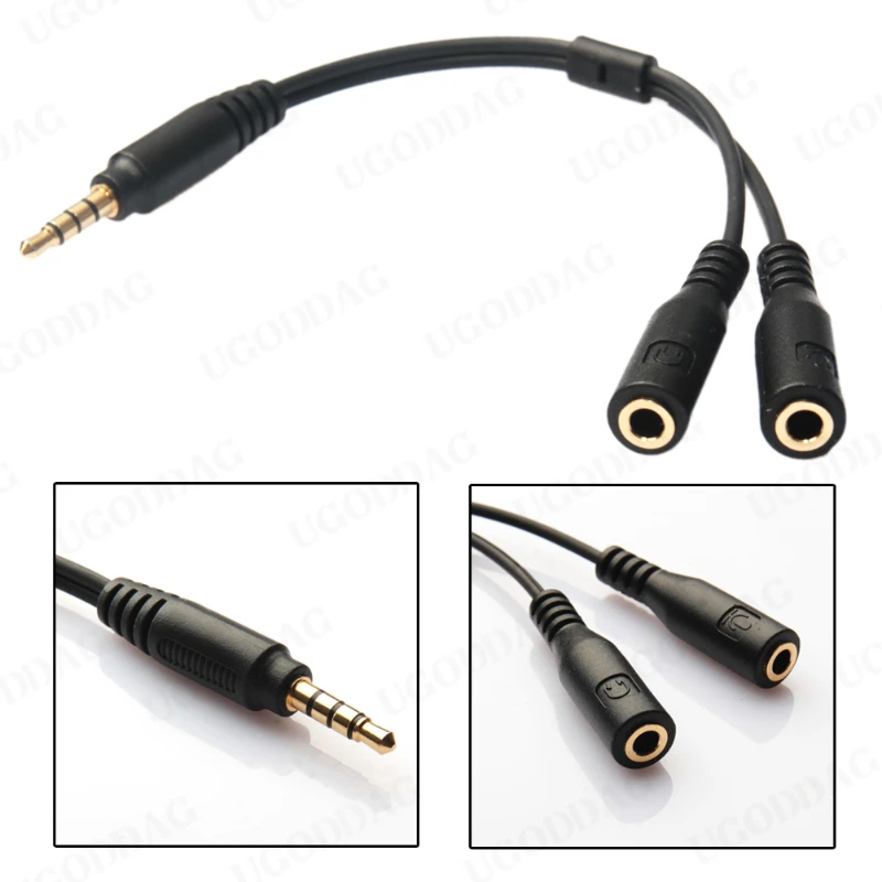 3.5mm TRRS Jack męski do 3.5mm TRS żeński AUX Adapter mikrofon Y rozdzielacz kabel Audio do telefonu, komputera zestawu słuchawkowego